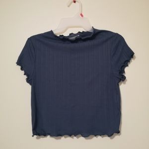 Oak and fort cropped blue top